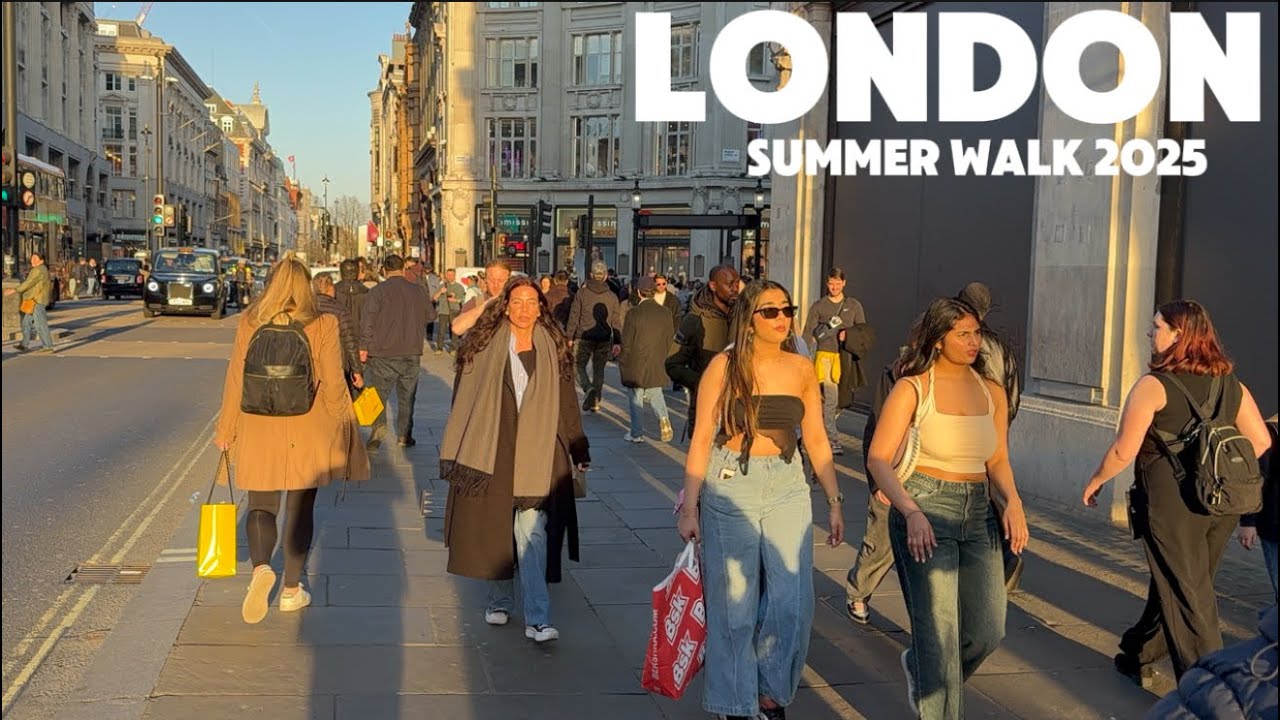 England, London City Summer Street Tour 2025 | 4K HDR Virtual Walking Tour around the City