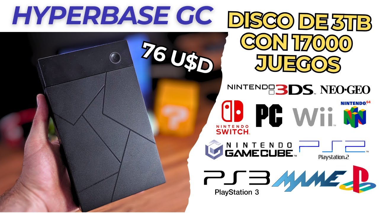 El Disco de 3TB con 17000 Juegos Incluidos PC PS3 Y SWITCH! HYPERBASE HDD 3TB Plug and Play