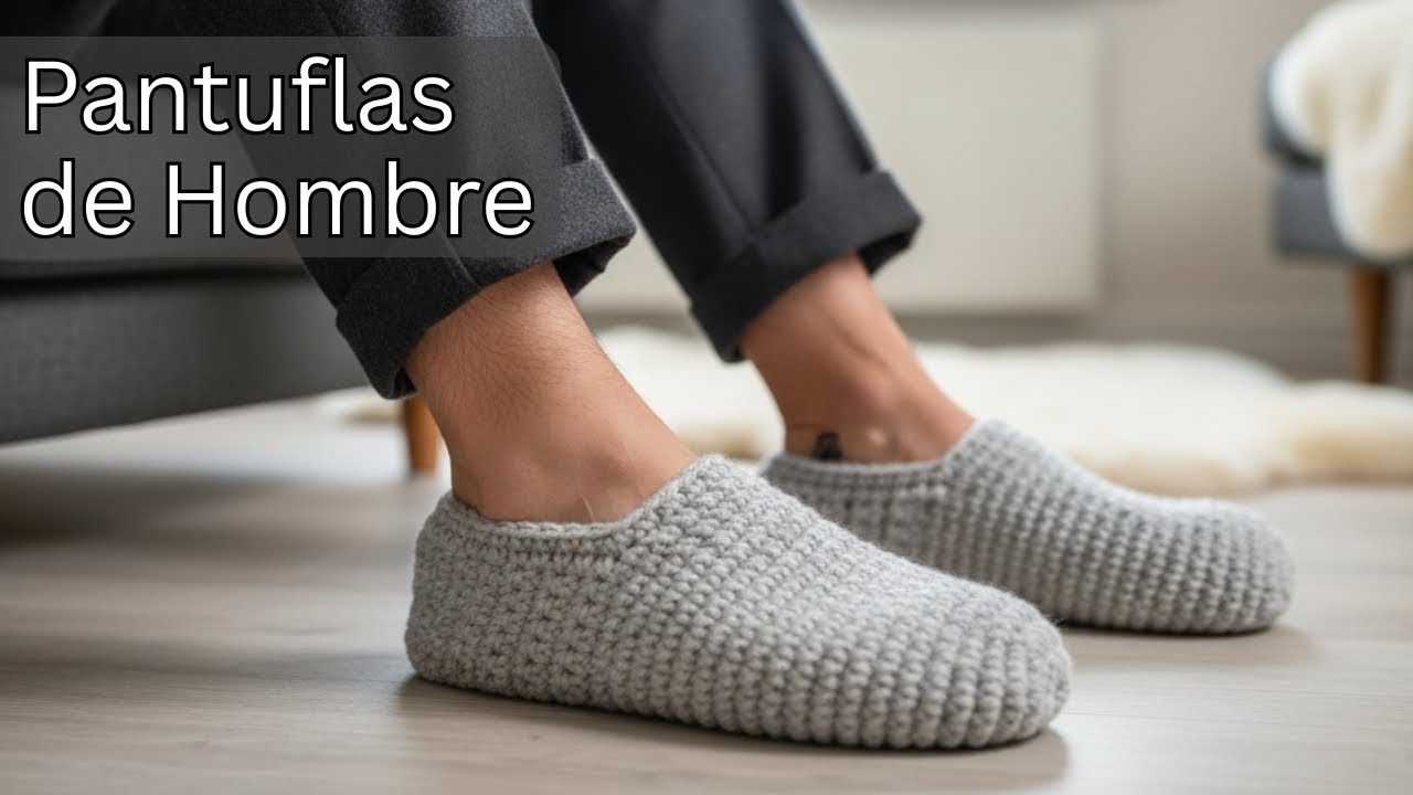 ¡MIRA! Pantuflas a Crochet para Hombre en solo 1 HORA 🧶