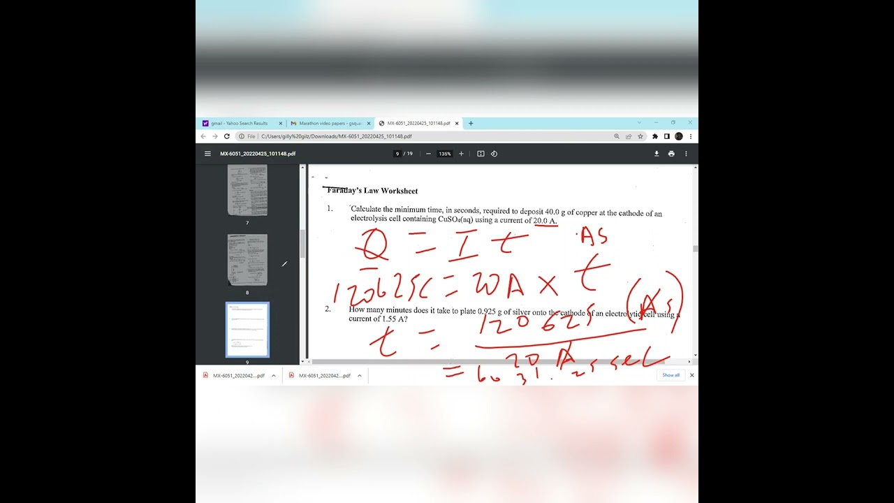 CXC CSEC GCSE Quantitative Electrolysis Faraday Calculations