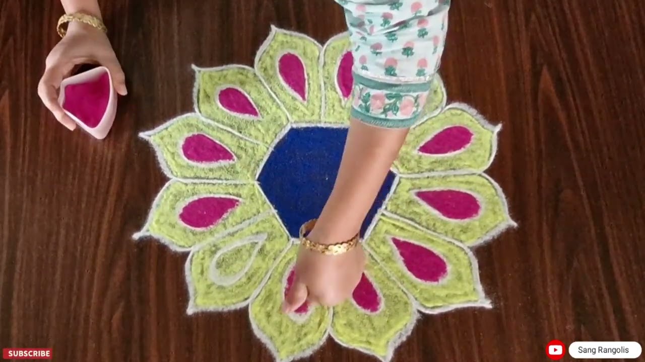 Festival muggulu kolam easy Colorful Sankranthi Rangoli design ✨️ 