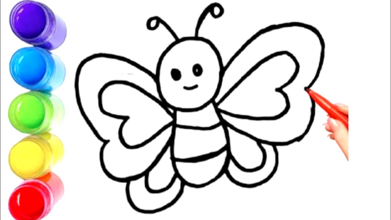 How To Draw cute butterfly Drawing, Painting & Coloring For Kids and Toddlers