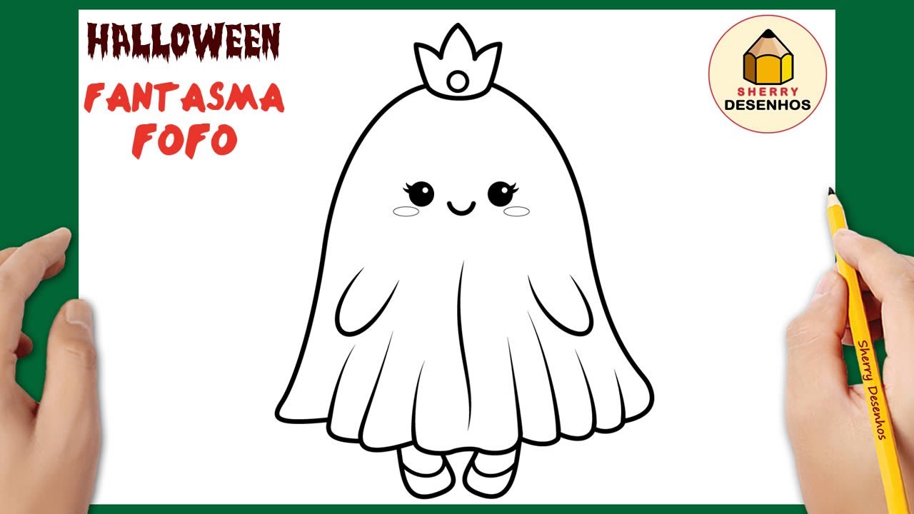 Como desenhar um fantasma fofo e f&aacute;cil 👻 | Desenho de Halloween 🎃| Desenhos felizes