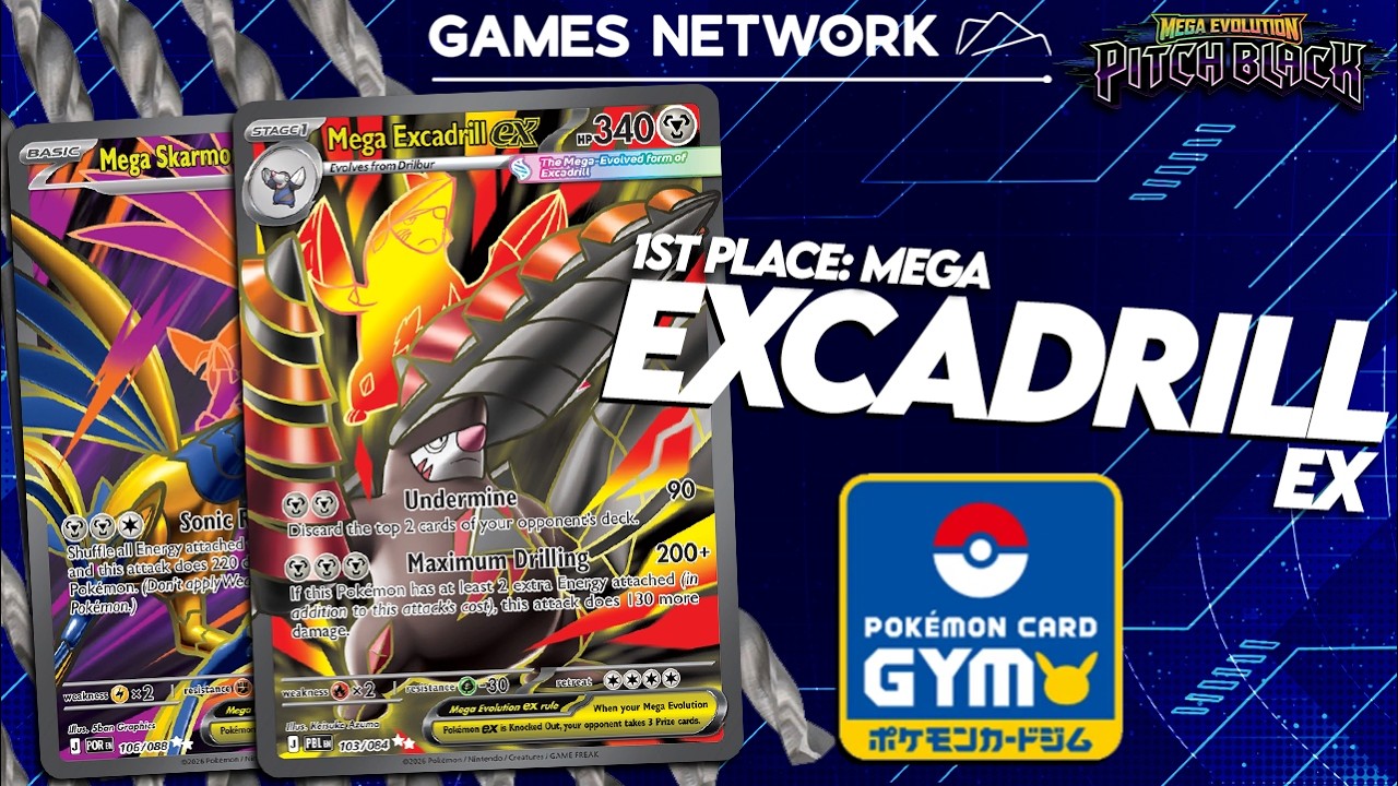 1st Place Deck Profile: Mega Excadrill ex - Gym Battle Tournament (Pitch Black) 🦫