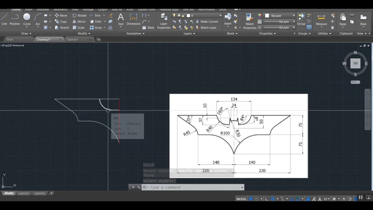 How to Draw a Batman Logo in Autocad