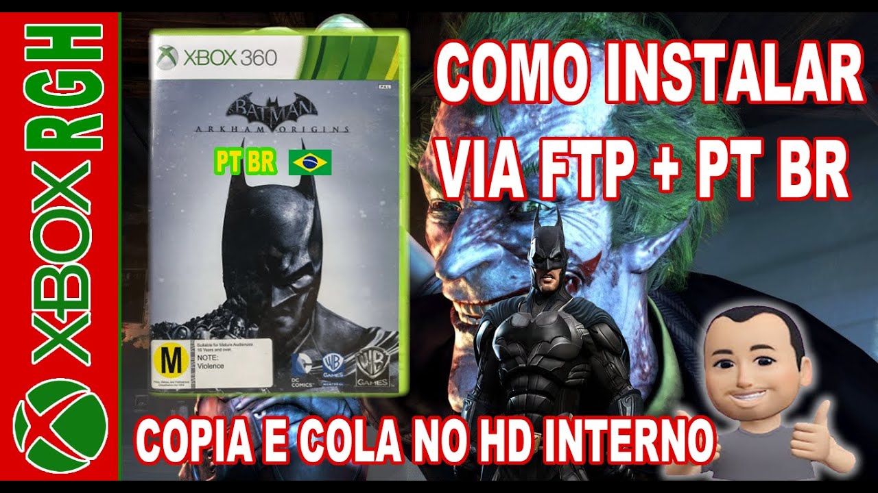 BATMAN ARKHAM ORIGINS DUBLADO PT BR +  Via FTP no hd interno XBOX 360 RGH. #xbox360rgh