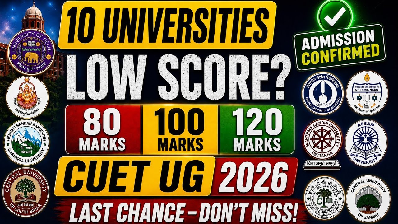 CUET UG 2026: Low Score? Top 10 Universities Accepting 80, 100 & 120 Marks