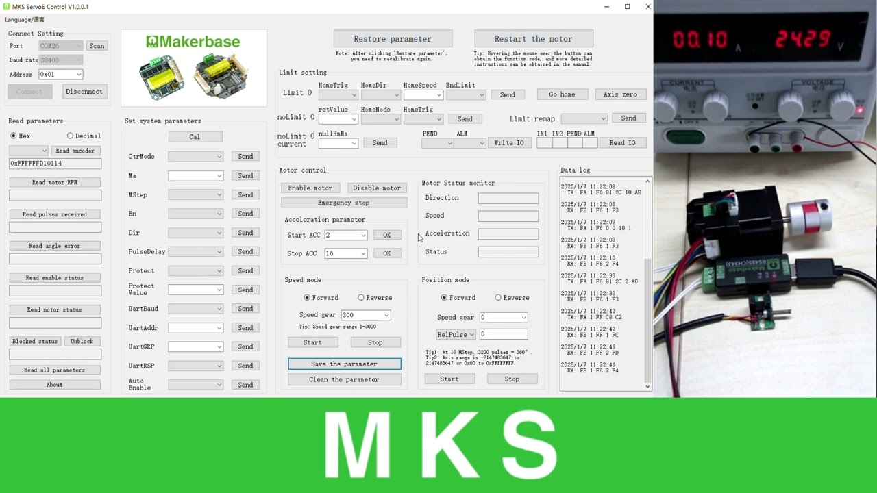Makerbase E Series Closed Loop Stepper Motor Example 1 Host Computer Communication