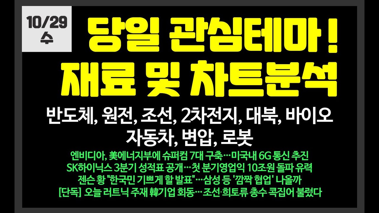 당일 관심테마! 반도체,조선,원전,2차전지,변압,바이오/삼성전자,SK하이닉스,삼성중공업,두산에너빌리티,현대건설,한화오션,에코프로,대한전선,두산퓨얼셀