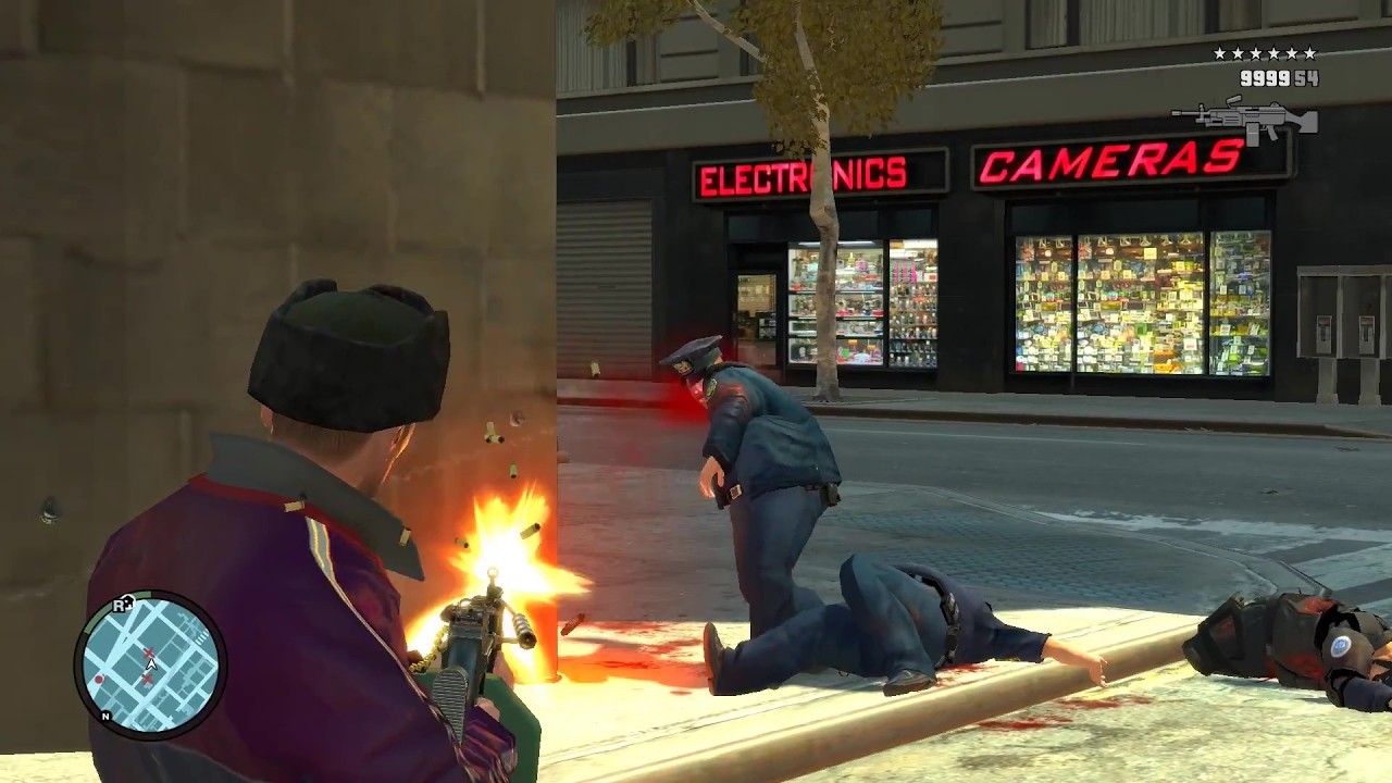 GTA 4 - NIKO | SHOOTOUT AT DOWNTOWN & EPIC FIGHT WITH SWAT + SIX STARS