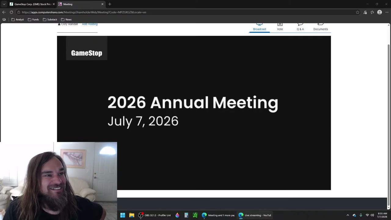 $GME GAMESTOP: ЕЖЕГОДНОЕ СОБРАНИЕ АКЦИОНЕРОВ 2026 В ПРЯМОМ ЭФИРЕ