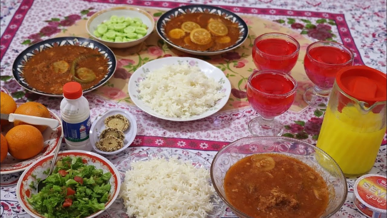 فطور رمضان عراقي 🌙 مرق شجر يشهي مع تمن أبيض وسفرة كاملة 