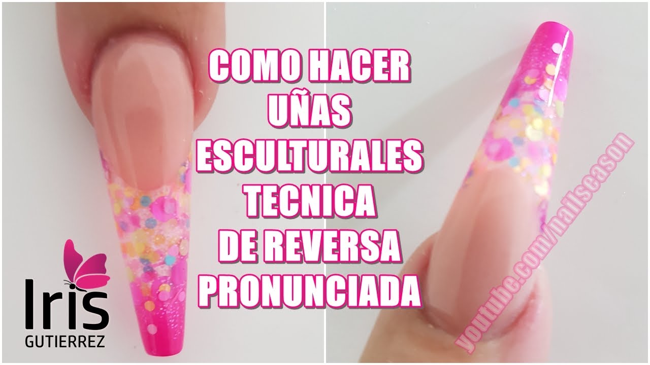 Como hacer uñas de acrílico para principiantes. Tecnica de Reversa Pronunciada paso a paso