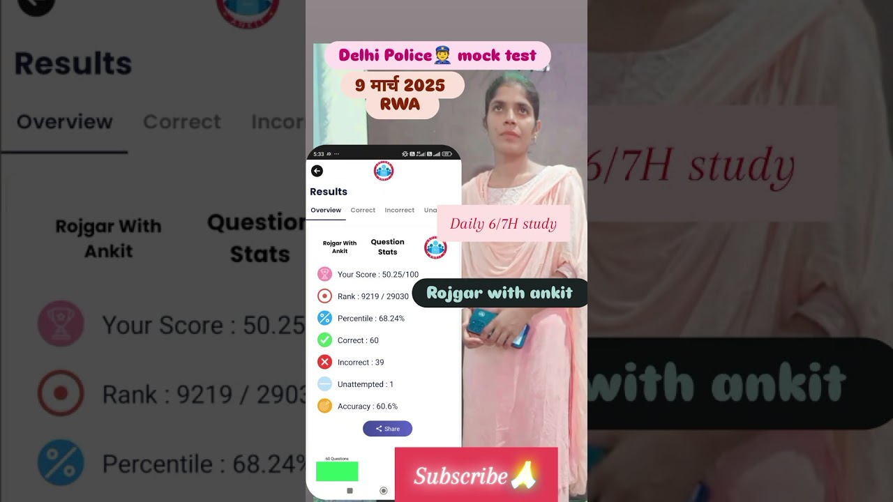 Delhi police constable exam 2025|| पहला mock test ||  with Rojgar with Ankit #civilserviceexam #ssc