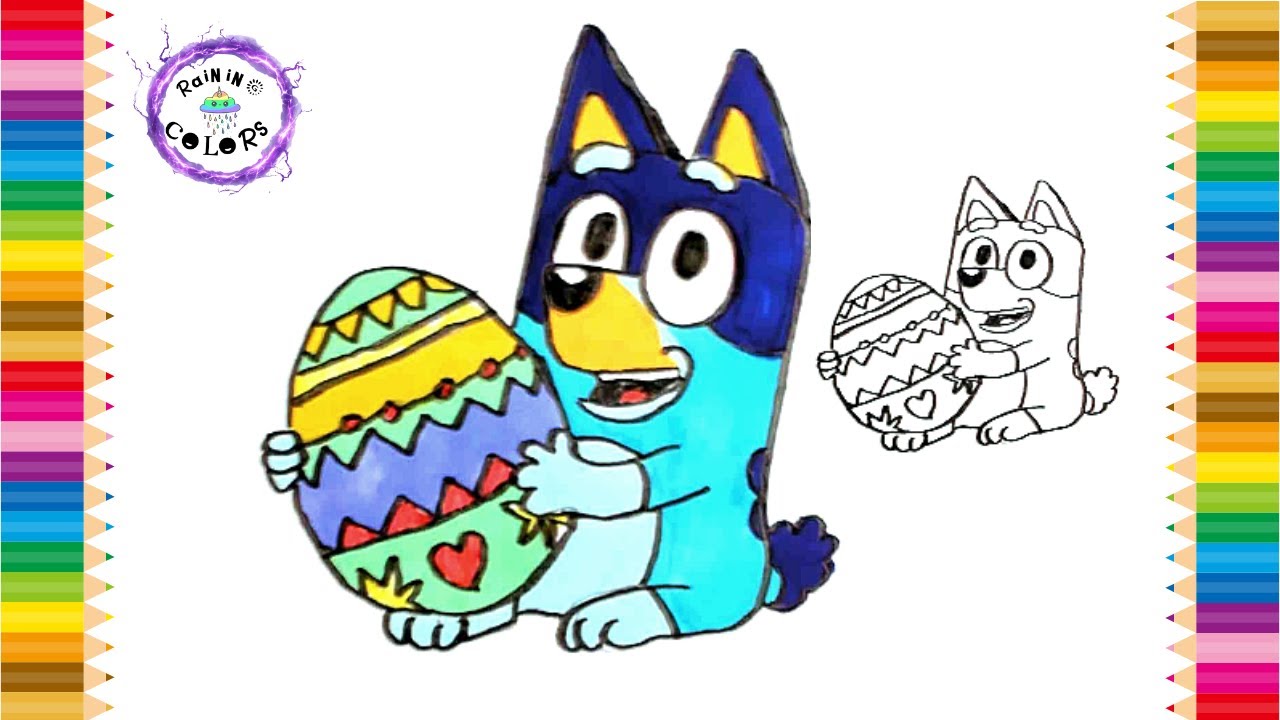Bluey Easter Coloring Page For Kids #easter #BLUEY #rainingcolors
