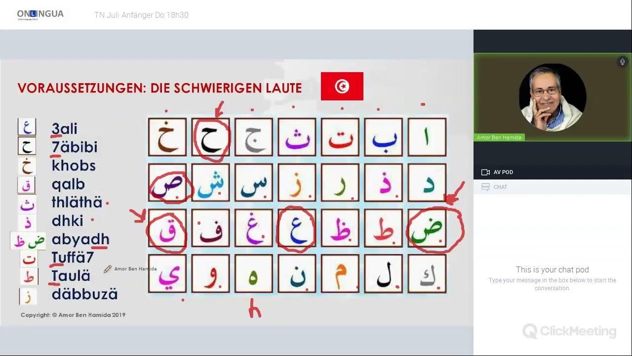 Aussprqache schwieriger Laute Tunesisch