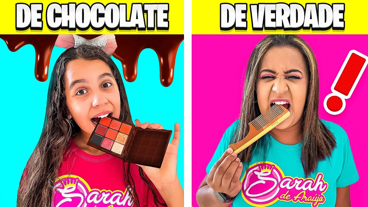 CHOCOLATE vs REAL DESAFIO DA MAQUIAGEM ! - Sarah de Araújo