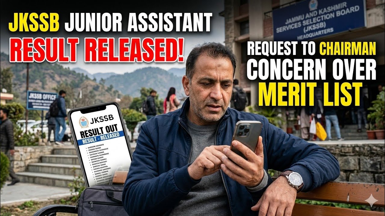 RELEASED JKSSB JUNIOR ASSISTANT RESULT ,REQUEST TO JKSSB CHAIRMAN 