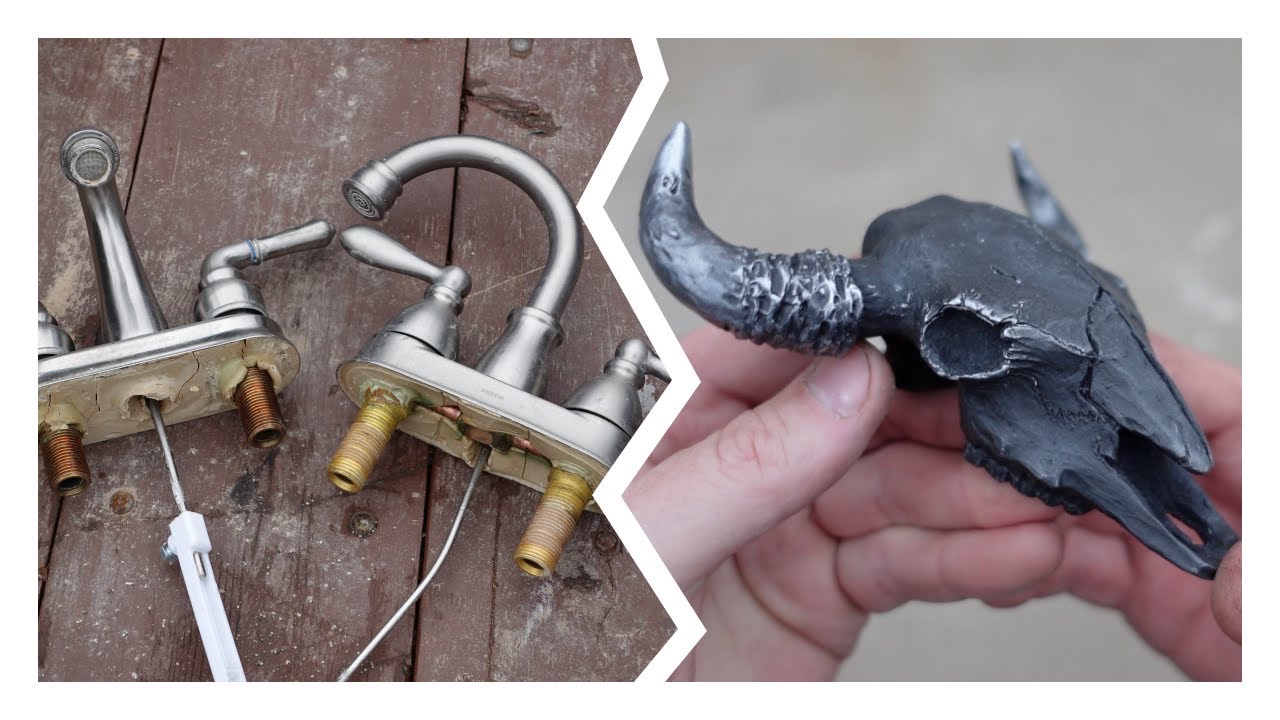 Lost Wax Zinc Alloy Buffalo Skull Casting In the Garage using Hellfire Refractory