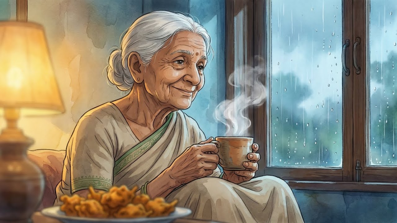  बारिश में अकेली दादी ने बनाए गरमा गरम पकौड़े | Ghibli Style Rain ASMR