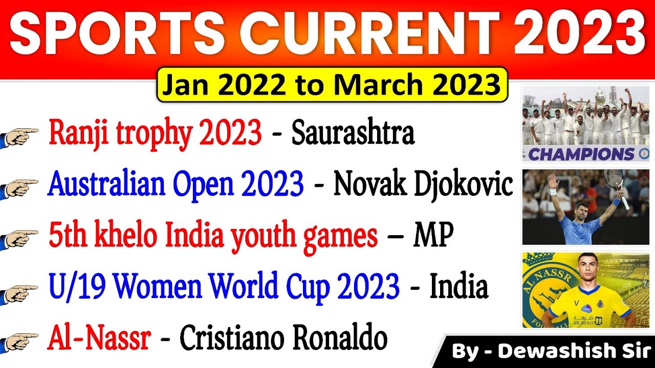 Sports Current Affairs 2023 | Jan 2022 To March 2023 |  IMP Sports CA 2022 | Current Affairs 2023 |