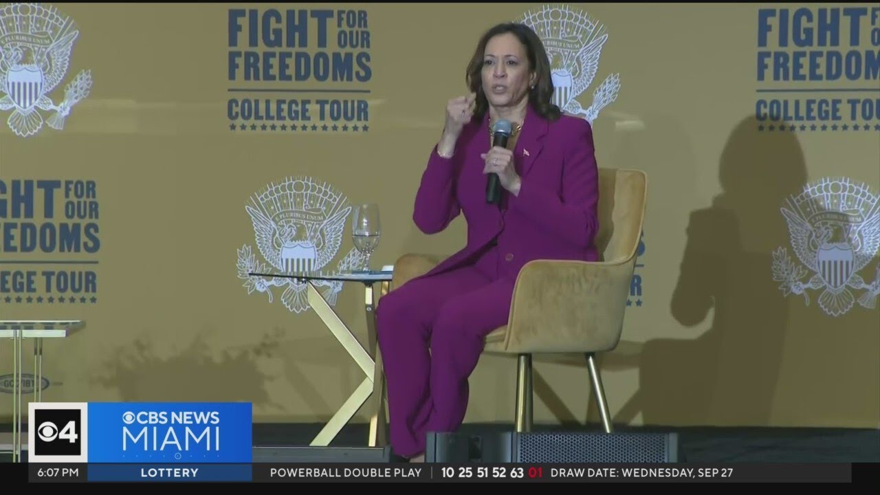 VP Kamala Harris speaks to FIU students during speech promoting democracy as 2024 election nears
