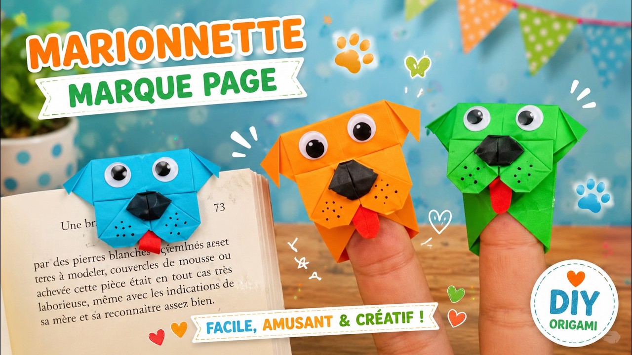 Comment faire des marionnettes doigts marque page en origami facile