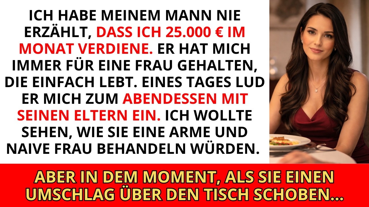 Ich gab mich beim Abendessen mit meinen reichen Schwiegereltern als arm und naiv aus — bis die sc...