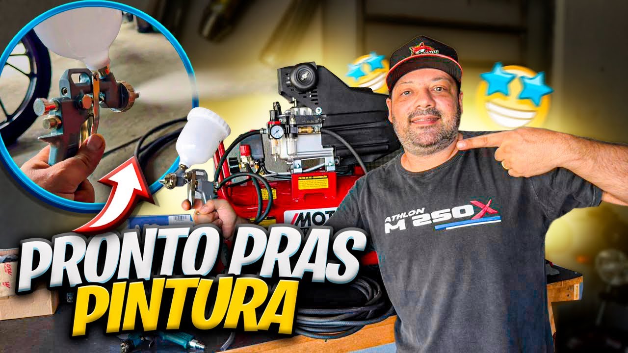 FILTRO MANGUEIRA E PISTOLA DE PINTURA NO COMPRESSOR DE AR MOTOMIL 50Lts [ TUDO CUSTO BENEFÍCIO ] 🤑
