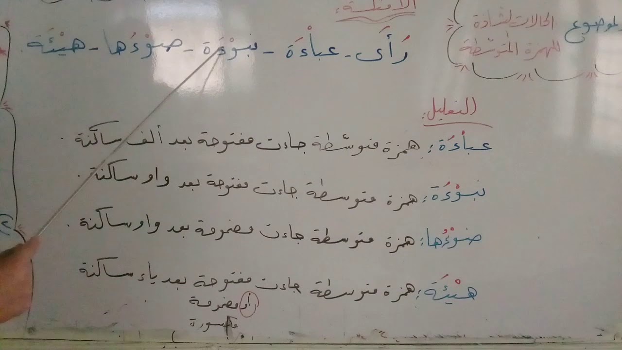 الهمزة المتوسطة ( الحالات الشاذة ) - اللغة العربية - الصف السابع