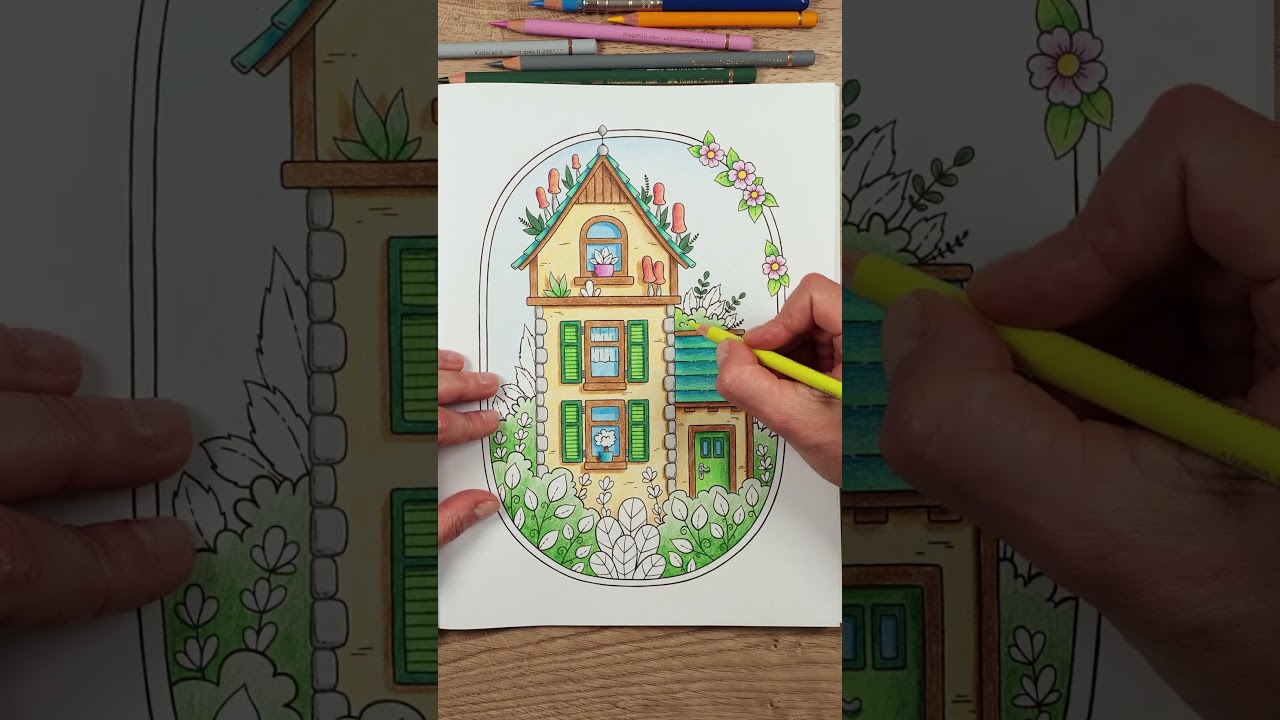 Color Along │ &bdquo;Little Worlds&ldquo; Coloring Book │ Polychromos and VHaquarell