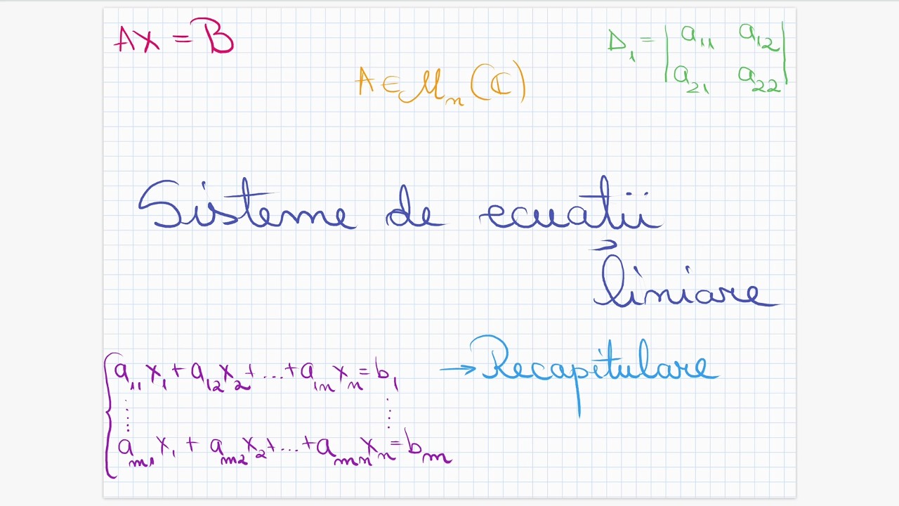 Sisteme de ecuatii liniare: recapitulare - Clasa a XI-a