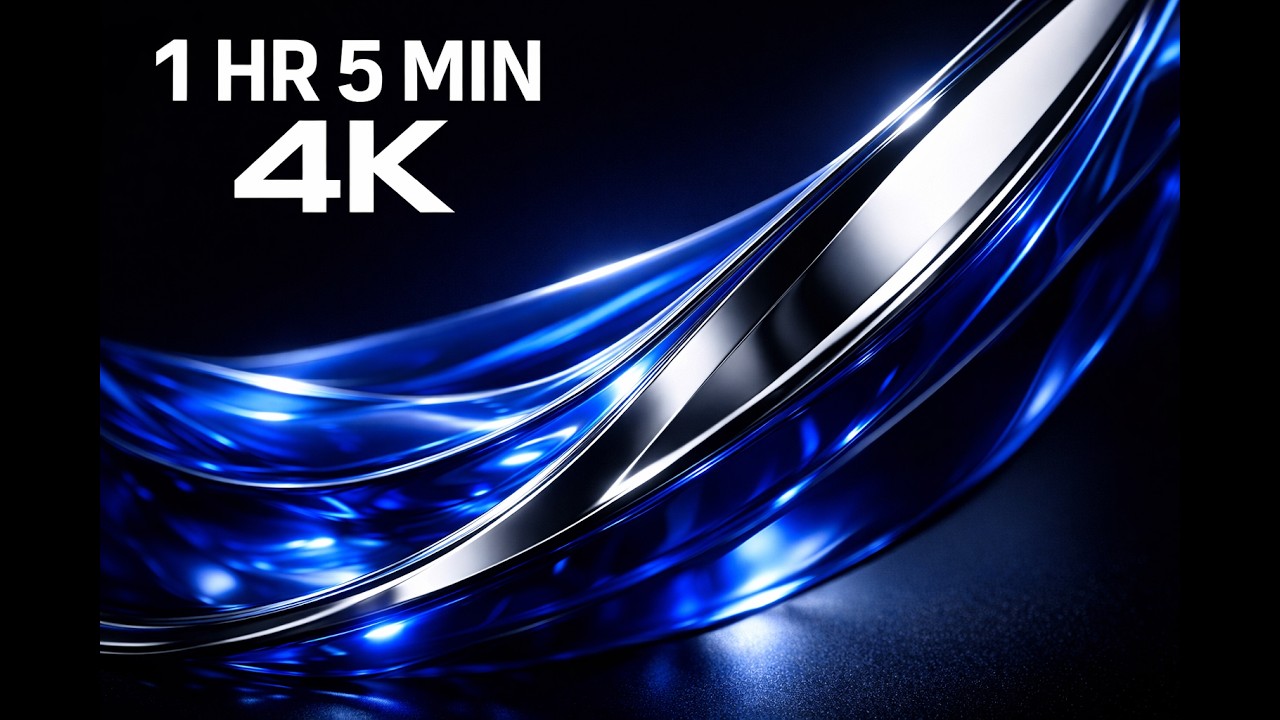 Sapphire & Silver Glass Flow 4K – 1 Hour 5 Minutes | Luxury Ambient Background for Focus