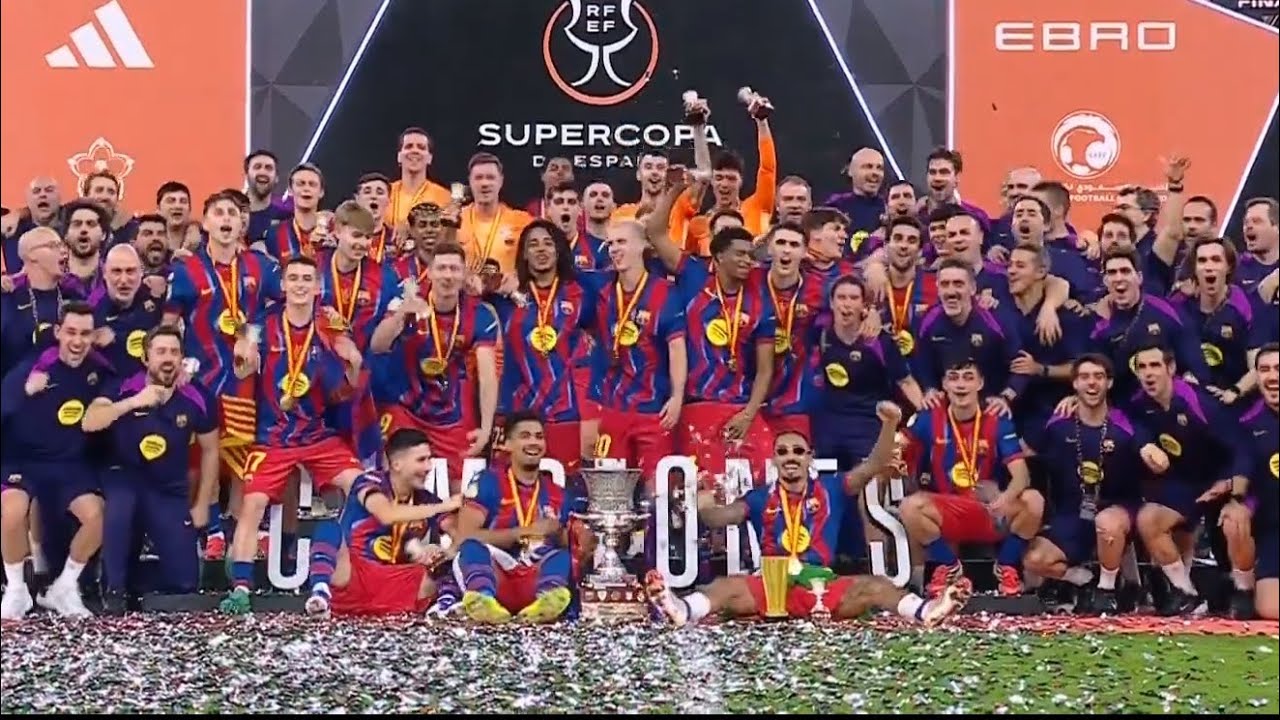 شاهد تتويج برشلونة بطلًا لكأس السوبر الإسباني للمرة السادسة عشرة في تاريخه 🏆🏟️ 