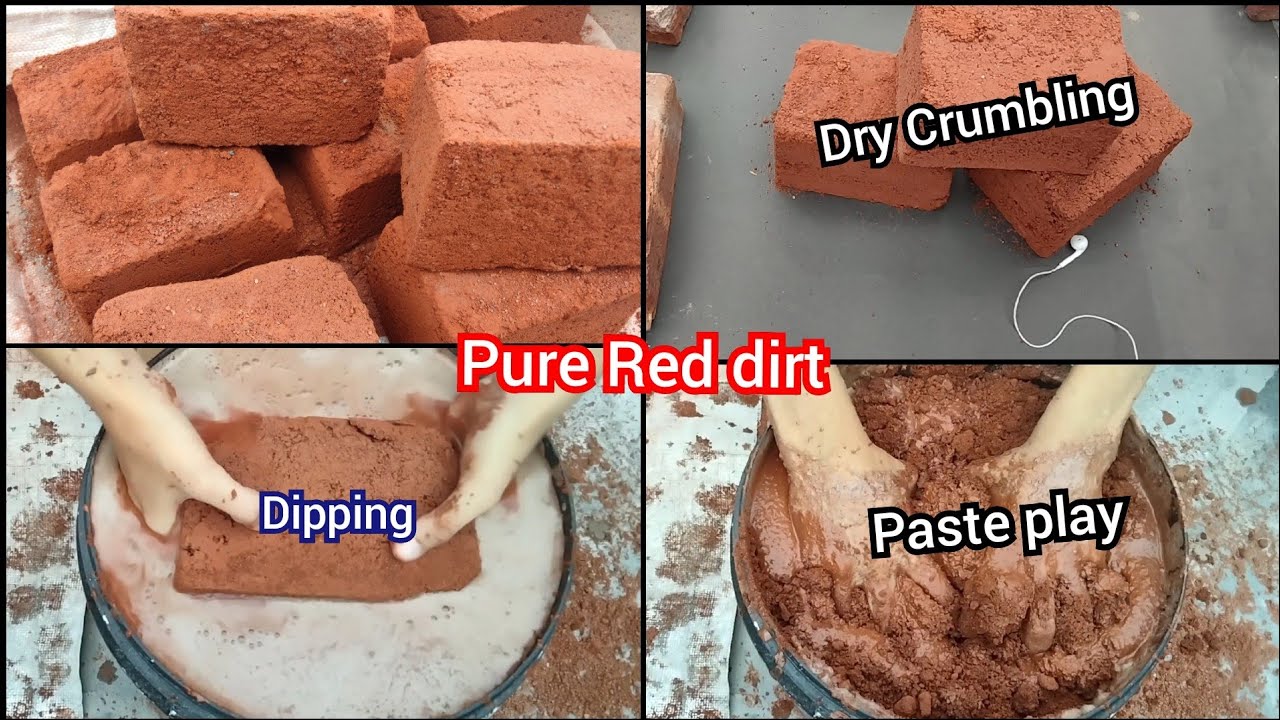 ASMR:Soft Pure Red dirt blocks Shapes dry+Water Crumble Dedicate to @Mini libi Asmr |Red Queen ASMR