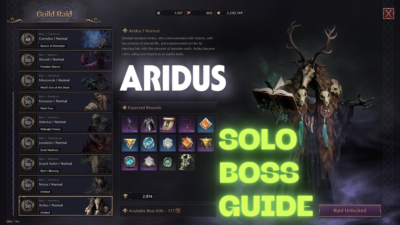 Throne and Liberty / Solo Boss Guild Aridus Level 50
