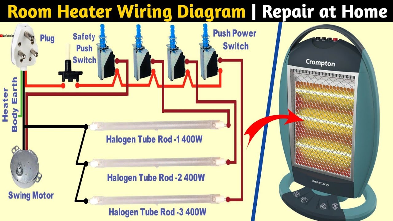 How to repair a heater in a home | Room Heater wiring diagram