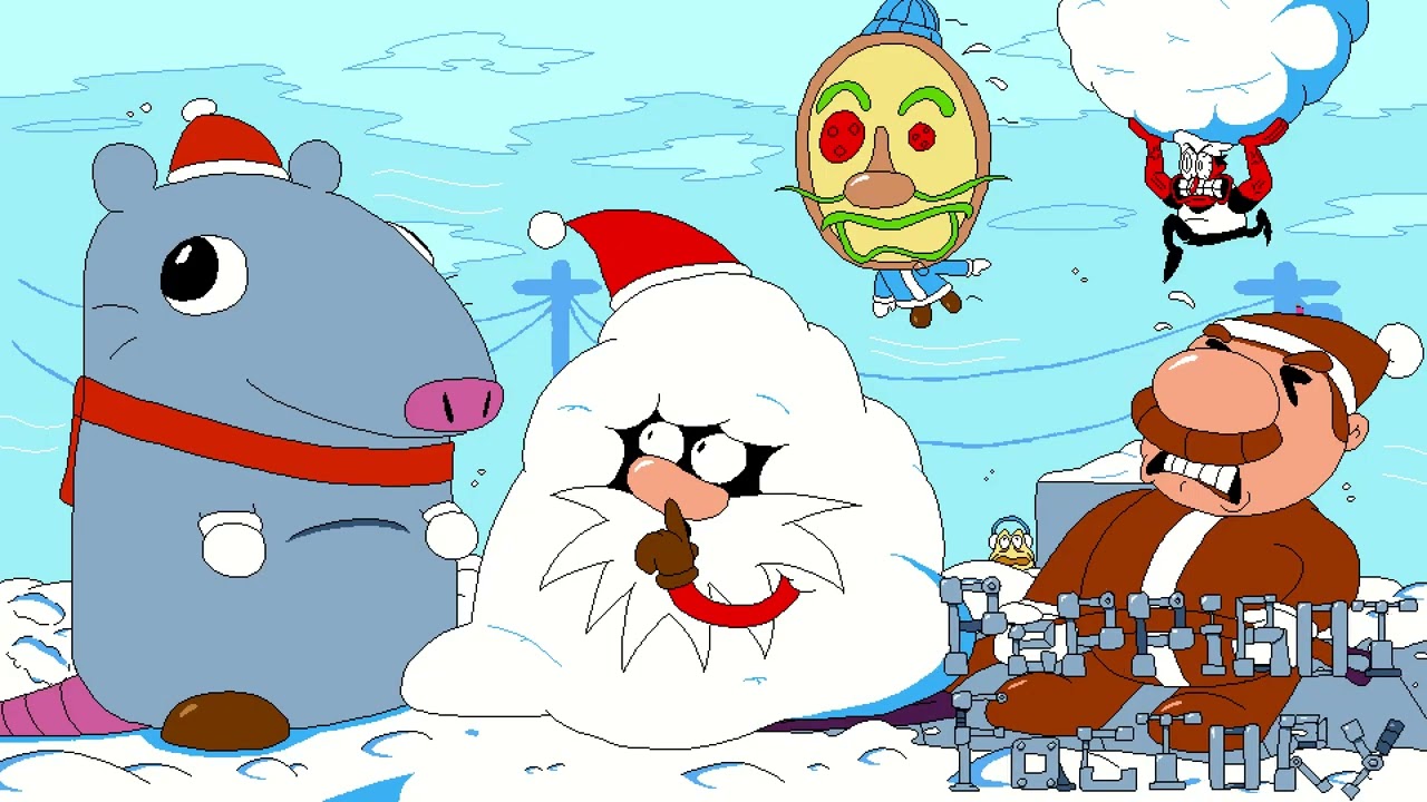 Pizza Tower chef's kiss full title cards as gustavo and brick