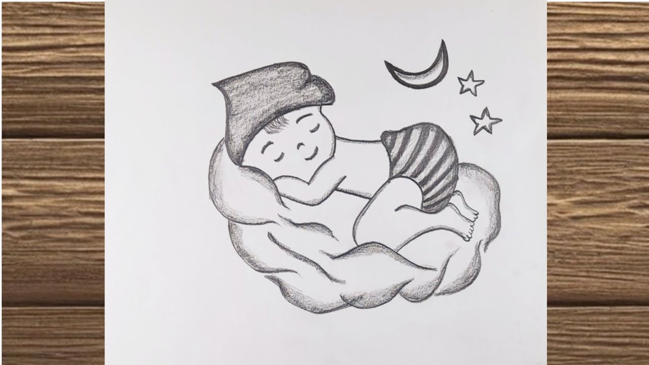 মেঘের বুকে স্বর্গীয় ঘুম! ☁️ | Heavenly Baby Sketch