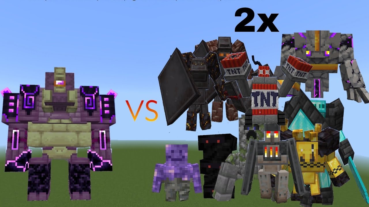 Ender Guardian vs Golemania Golems 2x - Minecraft Mob Battle