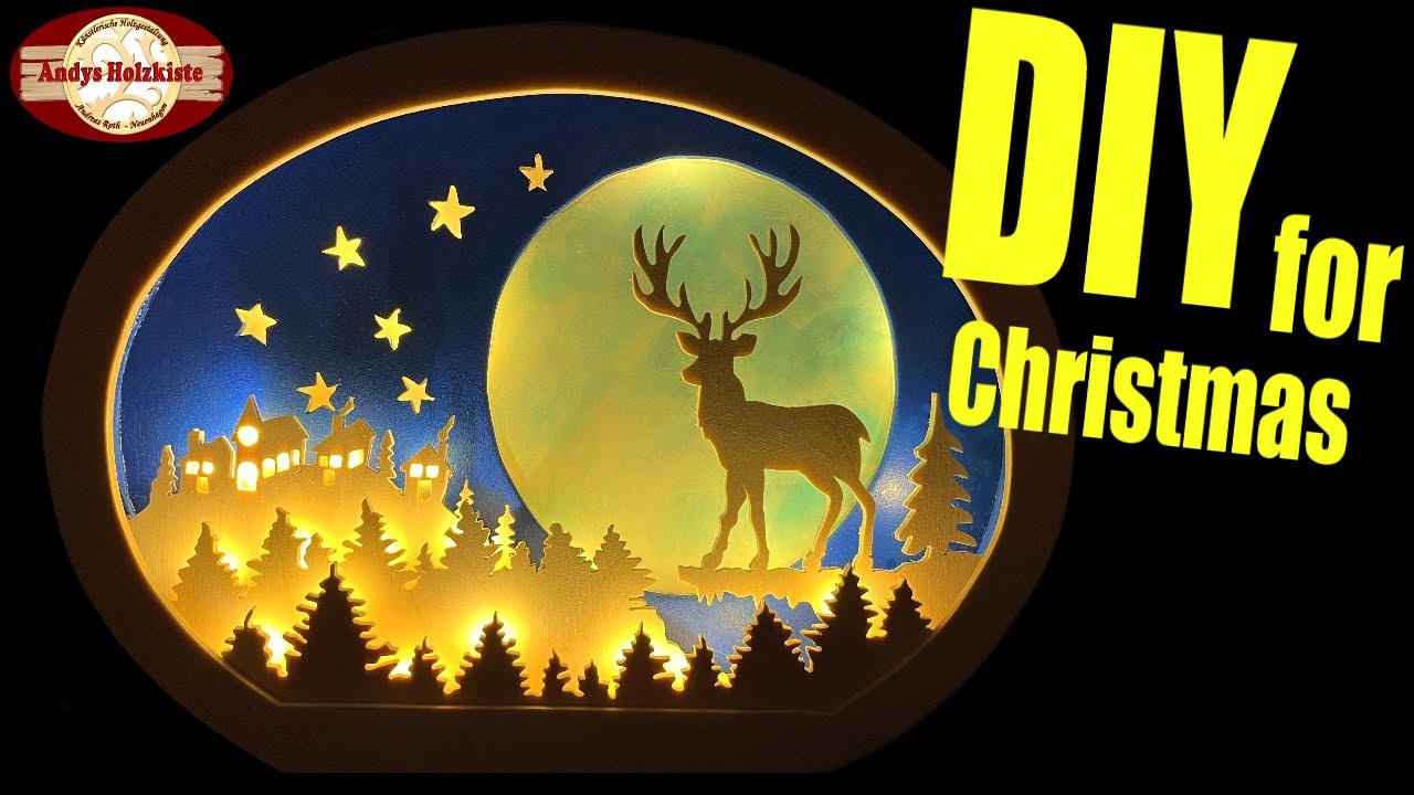 Weihnachtsdeko selber machen aus Holz | Christmas shadow box scroll saw project | DIY