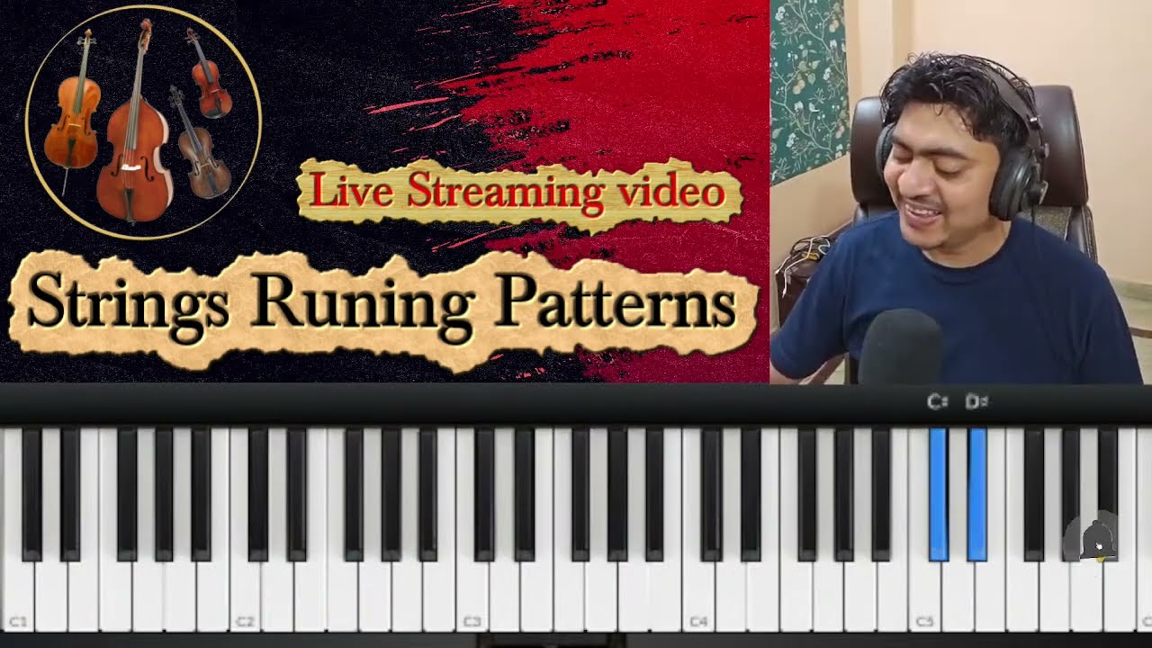 Strings Runing Pattern || live video Streaming || vinni keys Piano Tutorial Hindi