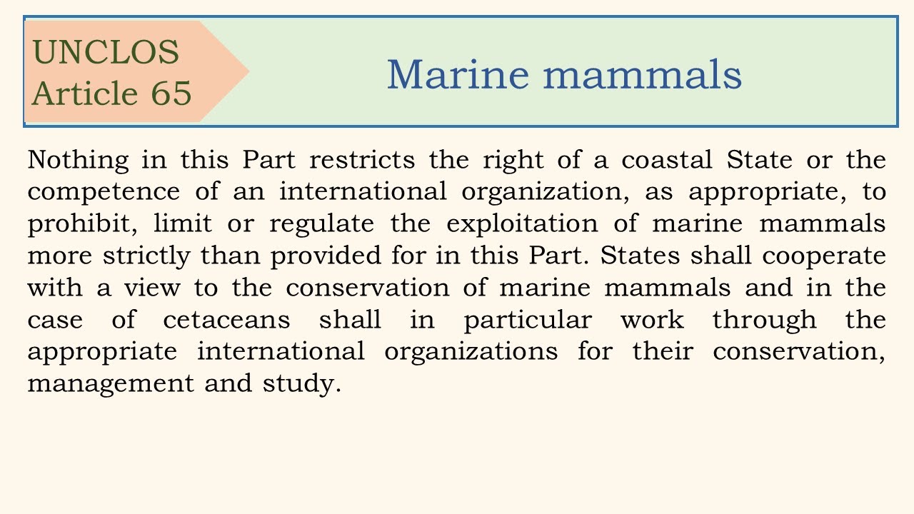 Law of the Sea Convention, Article 65, Marine mammals