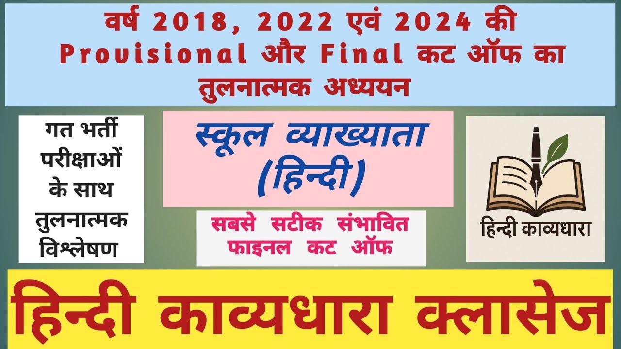 स्कूल व्याख्याता (हिन्दी)||सबसे सटीक संभावित फाइनल कट ऑफ||गत भर्ती परीक्षाओं के साथ तुलनात्मक अध्ययन