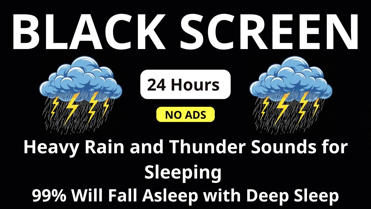 🔴 Heavy Rain and Thunder Sounds for Sleeping – Black Screen | 99% Will Fall Asleep with Deep Sleep