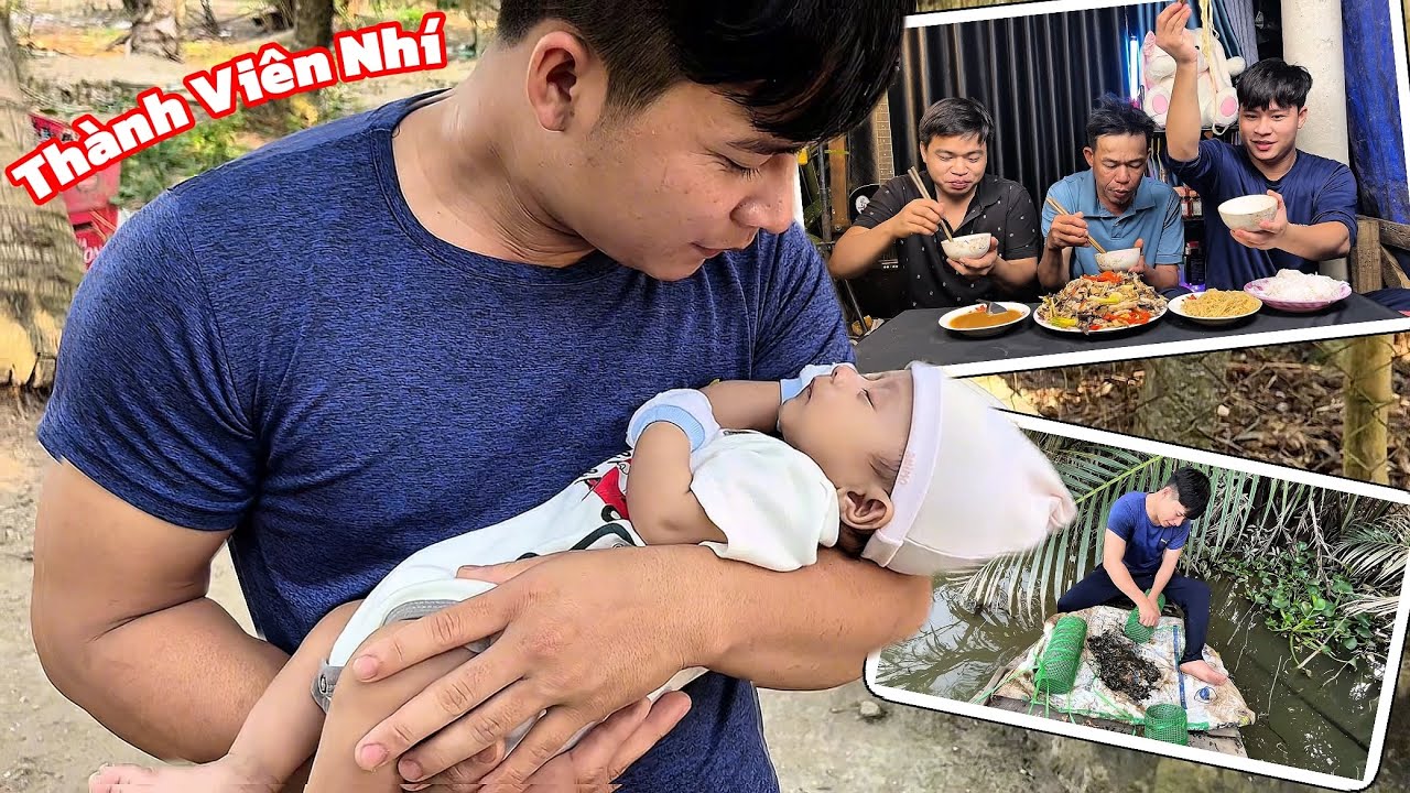 Xuất Hiện Thành Viên Nhí Ku Đen Lặn Dưới Sông Bắt Sinh Vật Này Siêu Nhiều Về Cùng Cha Thưởng Thức