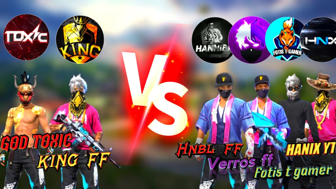 GOD TOXIC🐊& KING👑 VS FF YTBERS 2vs4 full gameplay {@HnblFF/@verrosffz/@fotisgamer/@hanix_yt}🤯🚀