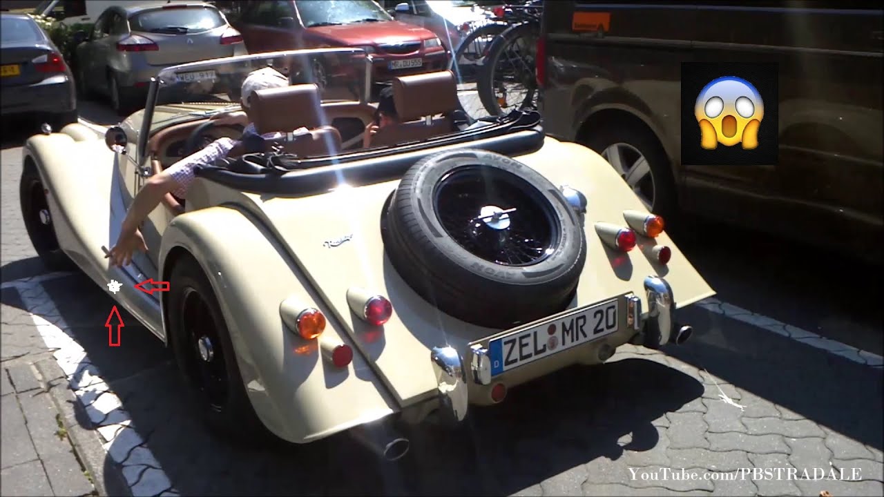 Morgan Roadster Start Up, some Revs and Owner Throws Paper on the Ground