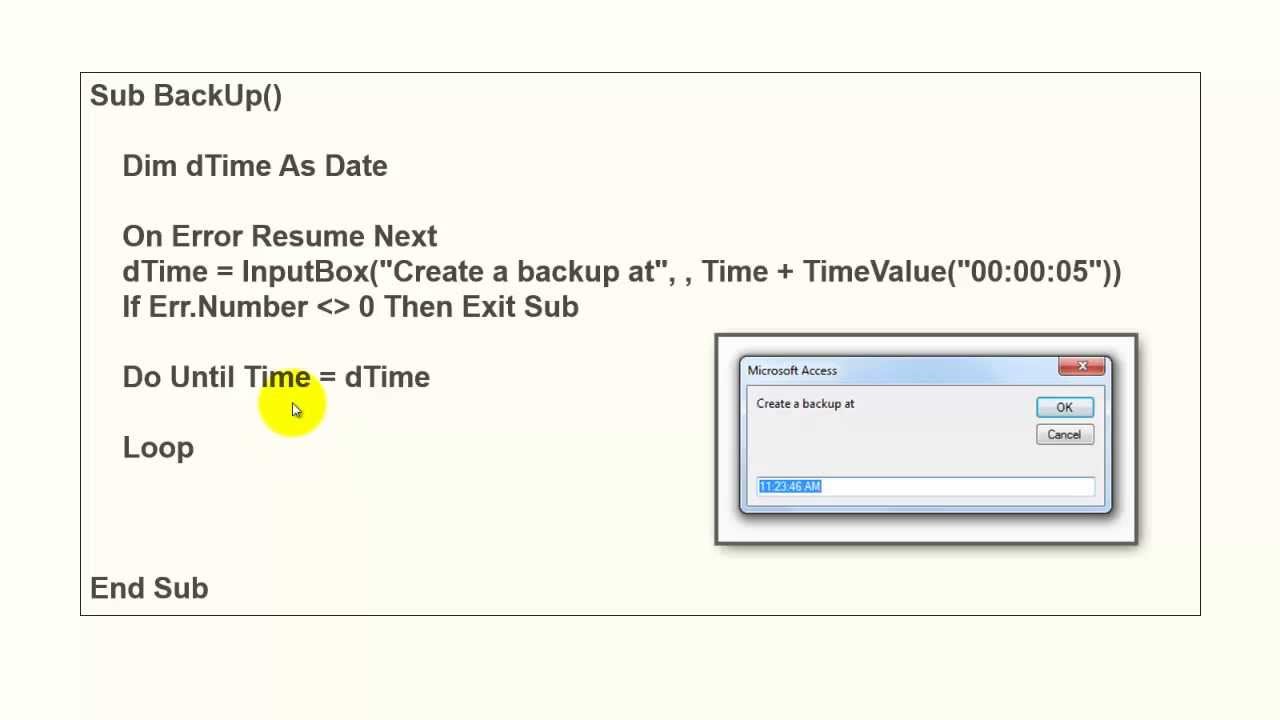 An Automatic backup of your Access data at preset times