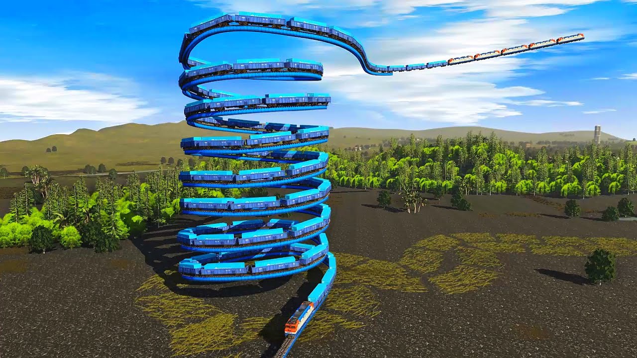 Kereta Api Turun Dari Langit Berputar Ke Bawah🚦🚂Rel Kereta Api Spiral